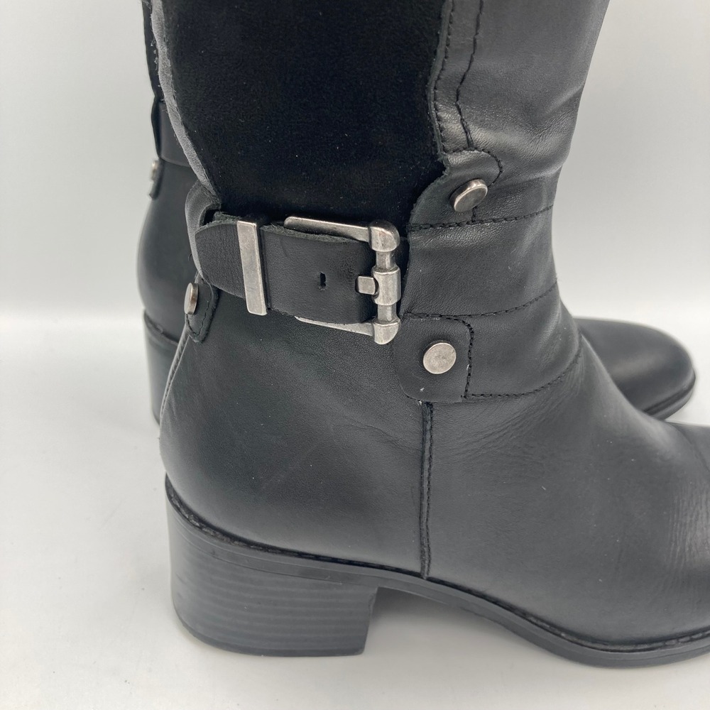 Franco Sarto Liora Black Leather Suede Knee High Riding Boots Women's Size 8M - Picture 10 of 11